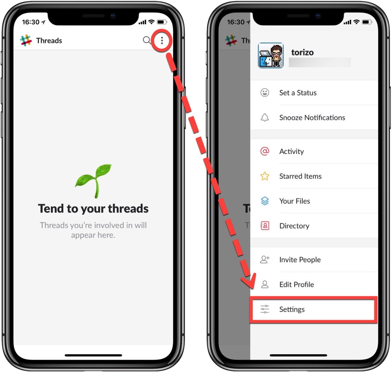 change-language-iphone-app-slack-japanese3.jpg 「Settings」を選択する