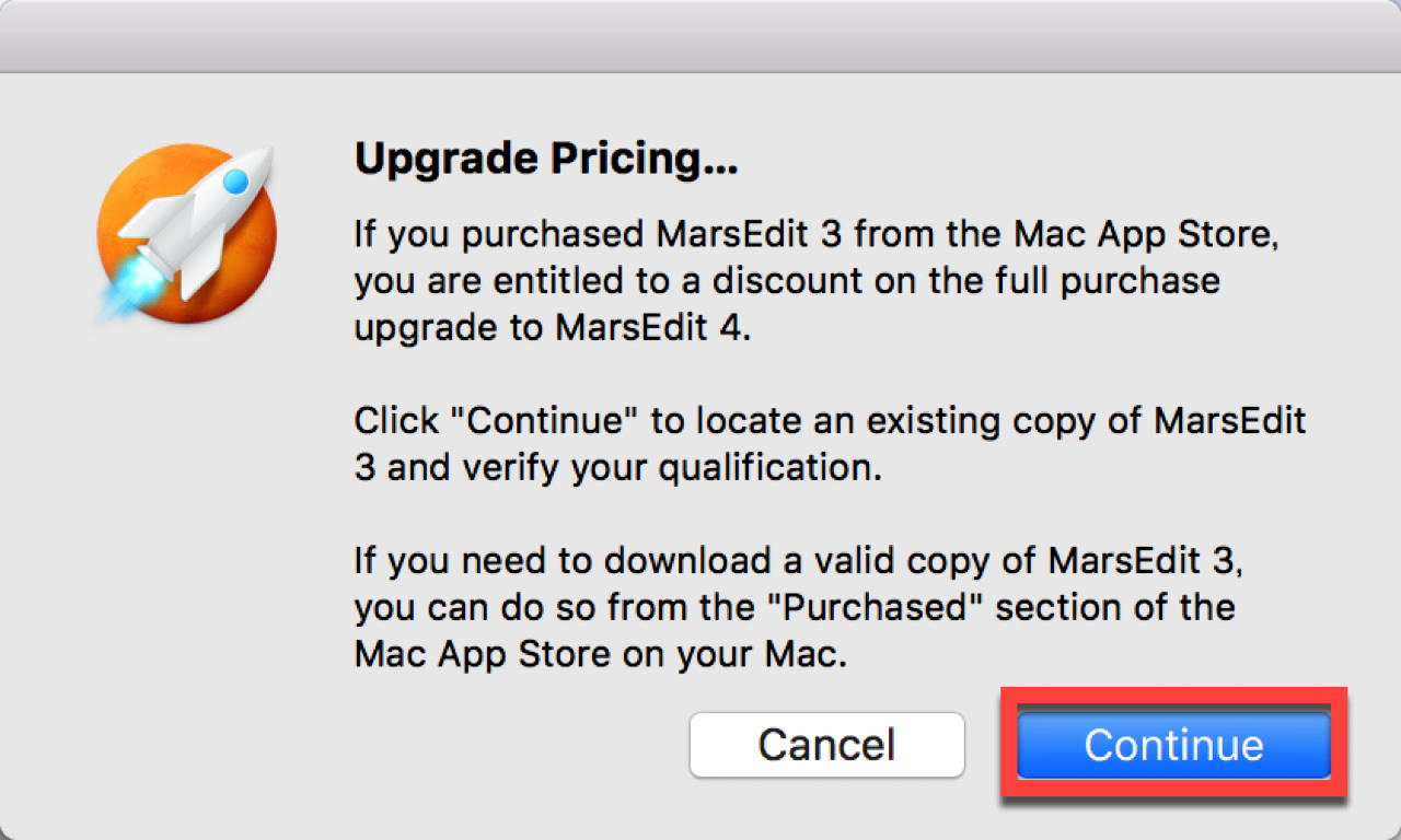 purchase-marsedit-4-upgrade-price2.jpg Continue ボタンをクリック