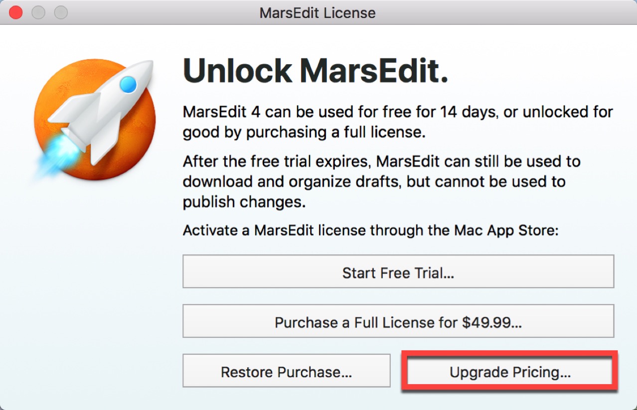 purchase-marsedit-4-upgrade-price3.jpg Upgrade Pricing をクリック